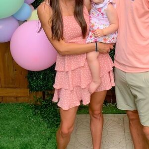 Forever 21 Sundress Small Adjustable Spaghetti Strap Ruffle Lined Peach